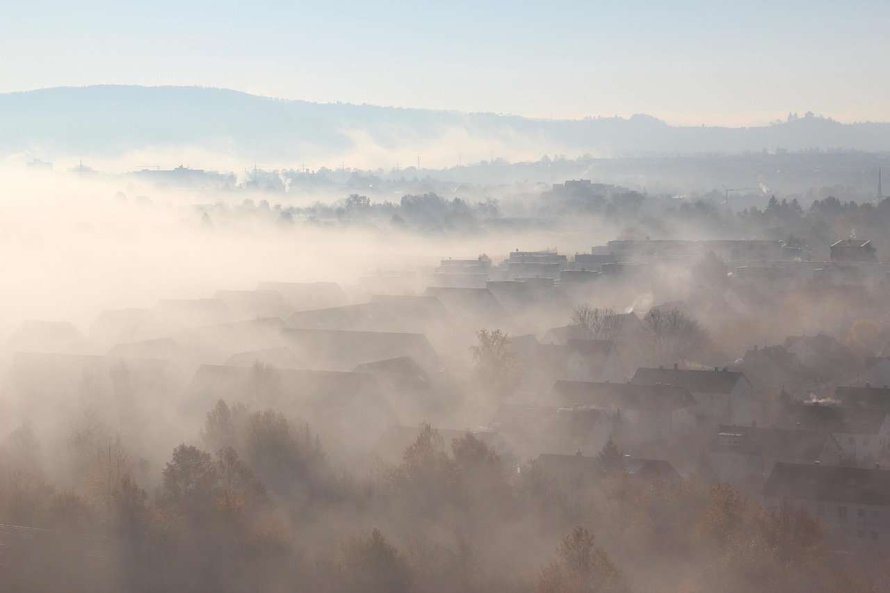 Stuttgart im Herbst, Landschaft im Nebel.